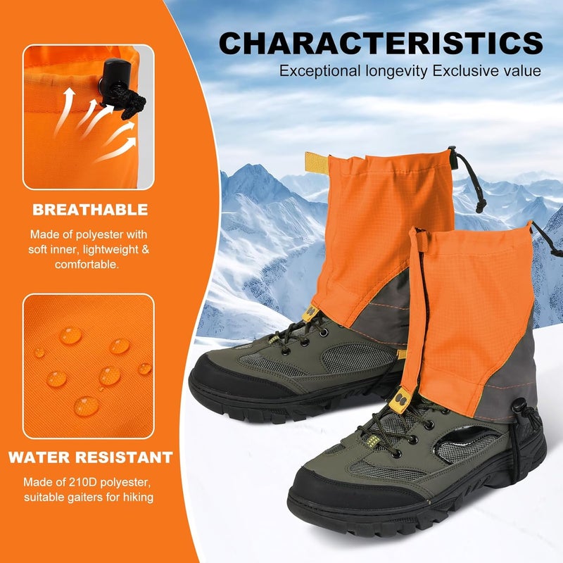 Uponauot Waterproof Gators for Hiking Boots and Shoes Lightweight Adjustable Leg Gaiters for Men Women Gaiters for Hiking Snowshoeing - Image 2
